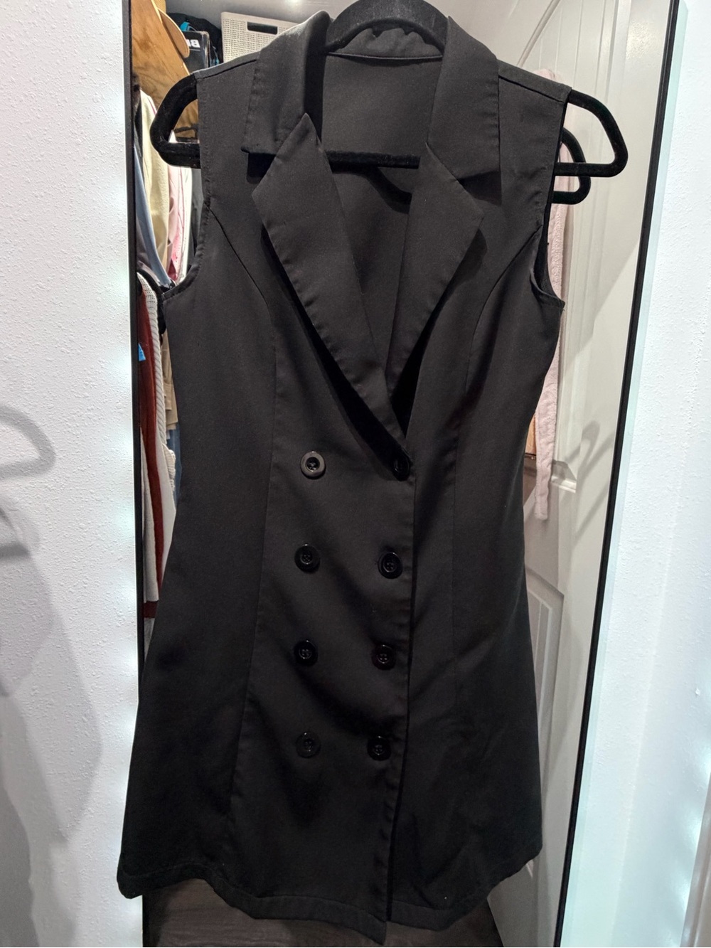 Sleeveless Double-Breasted Black Dress- Estimated size Medium